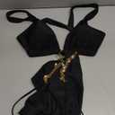 OYOANGLE Women's One Piece Swimsuit Ring Linked Cut Out Bathing Suit High Cut Swimwear (X-Large, Black)