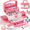 PERRYHOME Kids Makeup Set for Girl 56 Pcs Washable Real Cosmetic, Non-Toxic Frozen Toys Toddler Makeup Kit, Princess Dress up Christmas & Birthday Girl Gift for 3 4 5 6 7 8 9 10 11 12 Year Old Girls