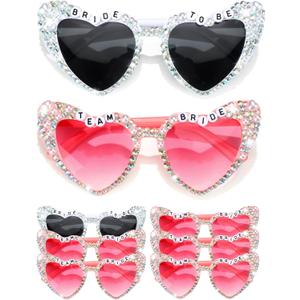 6 Pcs Bride Sunglasses Bachelorette Sunglasses Party Favors for Bridesmaids for Wedding Party Bride to Be Gifts (Pink)