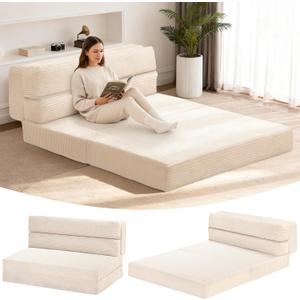 Folding Mattress Full, 3 in 1 Convertible Sofa Bed Foldable Couch Bed Floor Couch Lounge Sleeper Mattress for Living Room, Guest Room