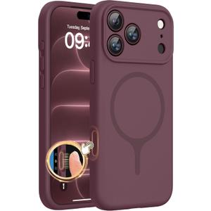 Miracase Magnetic for iPhone 18 Pro Case, Silicone, Burgundy