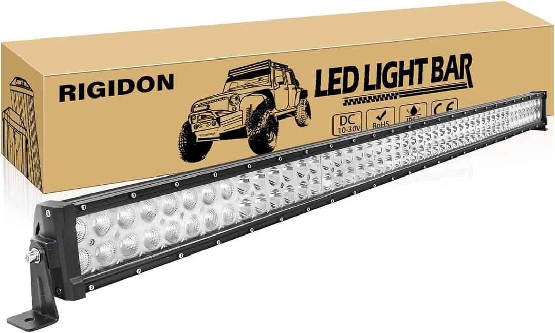 RIGIDON 50 Inch 288W Light Bar, Double Row Flood Spot Combo 28800LM LED Light Bar Waterproof Driving Boat Road LED Work Light for ATV UTV Truck