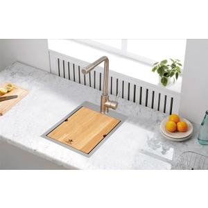 STARSTAR Workstation Ledge Topmount/Drop-in Single Bowl 304 Stainless Steel Kitchen/Yard/Bar/Laundry/Office Sink, With Grid, Cutting Board, Strainer (15 x 17 x 9)