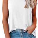Smile Fish Women Crewneck Flowy Loose Fit Tank Top Sleeveless Summer Tops Shirts (Medium, White)