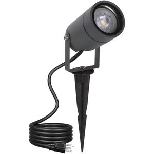DAWALIGHT Outdoor Spot Light, Landscape Lighting 6W Spotlight for Yard, Replaceable GU10 Bulb 110V 3000K IP65 Waterproof, Aluminum, 5ft Cable Garden Patio Driveway House,Dark Grey