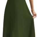Floerns Women's V Neck Half Sleeve Ruched Cocktail Evening A Line Long Dress Army Green X-Large