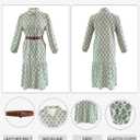 LOLONG Women's Casual Button Front Midi Dresses Spring 2025 Puff Long Sleeve Printed Ruffle Hem Boho Flowy Dress (M)