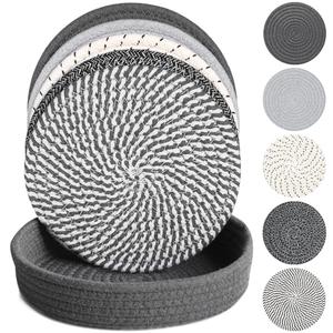 KITLAB 10 Inch Trivets for Hot Dishes, Hot Pots and Pans, Extra Large Thick Heat Resistant Large Coaster, Hot Pads, Kitchen Essentials, Pot Holders for Countertop with Storage Basket, 5 Pcs