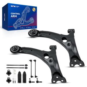 KAX Front Lower Control Arm w/Ball Joint & Sway Bar Links & Tie Rods for Matrix 2003-2008 for Pontiac Vibe 2003 2004 2005 2006 2007 2008 Suspension Kit K623110 K623111 12pcs