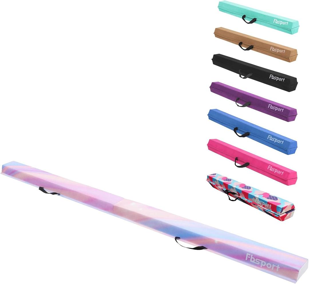 FBSPORT 8ft Balance Beam: Folding Floor Gymnastics Equipment for Kids Adults,Non Slip Rubber Base, Gymnastics Beam for Training, Practice, Physical Therapy and Professional Home Training