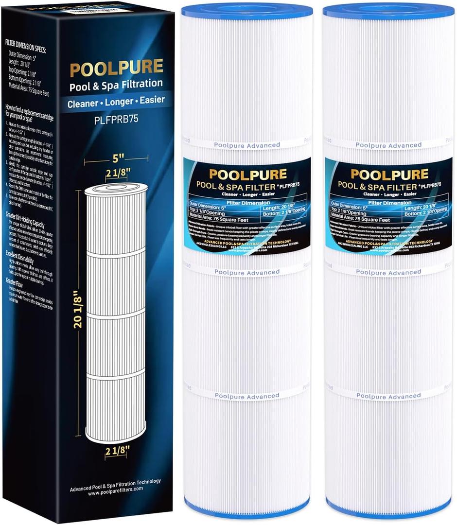 POOLPURE PRB75 Spa Filter Replaces Rainbow RTL-75, Custom Molded Products 25390, Pleatco PRB75, Unicel C-4975, Pentair R173435, 17-2632, R172503, Filbur FC-2395,75 Sq.ft. 2pack