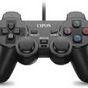 Cipon Wired Controller for PS-2 Console, Black Remote Controllers, PS-2 Accessories Gamepad with Double Vibration, 71 IN Cable