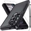 for Samsung Galaxy S26 Case with Screen Protector+Camera Lens Cover,Military Grade Heavy Duty Shockproof Phone Cover with Wrist Lanyard Strap for Samsung S26,Black Matte