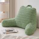 Blissful Diary Reading Pillow, Large Backrest Pillow with Shredded Memory Foam for Adult & Children, Designed for Bed and Couch Sitting Up, Includes Arms, Pockets and Washable Cover, Sage Green