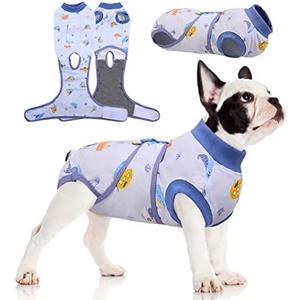 FUAMEY Recovery Suit for Dogs After Surgery,Soft Breathable Dog Bodysuit E-Collar & Cone Alternative Surgical Suit,Male Female Dog Neuter Spay Suits Anti Licking Wounds Onesie Blue Boat L