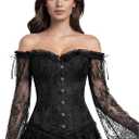 Zhitunemi Corset Tops for Women Renaissance: Womens Halloween Costume Corset Renaissance Fair - Historical Reenactment Events (Small, Black)