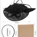 Zinniday Kentucky Fascinators Hats for Women - Vintage Tea Party Outfit Headband Church Derby Hat for Women (9.64x7.87inch) (Black)