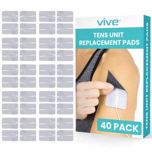 Vive Tens Unit Replacement Pads (40 Pack) - Reusable, Self Adhesive