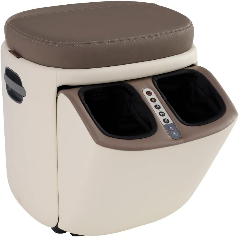 Human Touch Reveal Foot & Calf Massager Ottoman - Heated Air Compression, 3 Auto-Massage Programs & Adjustable Intensity for Stress Relief, Plantar Fasciitis, & Circulation 