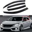 Rain Guards Side Window Visor Vent Outside Mount, 4PCS Fits for Honda Civic 4 Door Sedan 2016 2017 2018 2019 2020 2021 Model Only