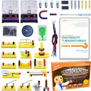 Teenii Electricity and Magnetism Kit for Kids, STEM Science Experiments with Electric Circuits, Educational Physics Toy, Science Discovery Game for Boys and Girls 8+, 50 Pieces
