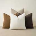 Topfinel 20x20 Inches Boucle Decorative Pillow Covers in Gold Brown with Linen Cotton Back Solid Pillowcase Soft Textured Modern Cushions for Warm Farmhouse & Autumn Home Styling, 4-Pack