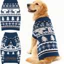 Christmas Dog Sweaters for Small Medium Large Dogs Girl Boy Knit Turtleneck Double Dog Sweater Clothes Winter Thick Warm Pet Puppy Outfit Snowflake Pattern for Holiday Christmas, Blue, XXL