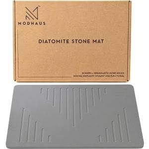 MODHAUS Diatomite Stone Bath Mat, Fast Drying Natural Bathroom Mat, Eco Friendly Non Slip Super Absorbent Bathroom Floor Mat, Easy Clean Stone Bath Mats for Bathroom (23.6" x 15.6”) (Dark Gray)