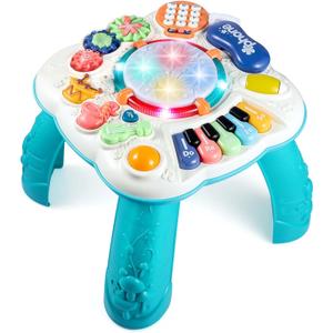 Baby & Toddler Toys, Baby Activity Center 6 to 12-18 Month Old, Learning Musical Table Toys for 1 2 3 Year Old Boys Girls Gifts (Green)