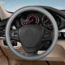 VARGTR Car Steering Wheel Cover,Universal 15 Inch Premium Leather Car Steering Wheel Cover,Best Grip,Perforated Design,Breathable,Non-Slip,Sweat-Absorbent,Warm in Winter and Cool in Summer (Gray)