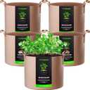 VIVOSUN 5-Pack 1 Gallons Grow Bags Heavy Duty Thickened Nonwoven Fabric Pots with Strap Handles Tan