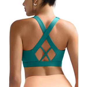 RUNNING GIRL Sports Bra for Women, Molded Cup Criss-Cross Back Running Womens Sports Bras High Support Yoga Bra size L