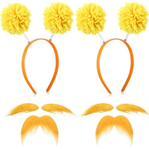 Riceshoot 2 Pcs Yellow Mustache and Eyebrow Facial Hair Fake Beard Costume Accessories for Halloween Festival Cosplay Theme Party