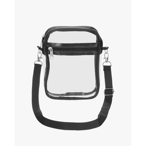 uxcell Clear Crossbody Purse Bag, Stadium Approved Clear Waterproof Backpack Shoulder Bag with Front Pocket for Men and Women, Concerts Stadium Events Sports Festivals, Black 15x4.6x20cm