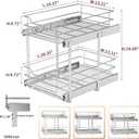 EZKAZA Pull Out Cabinet Organizer for Kitchen Utensil 14.5" W x 21" D, 2-Tier Cabinet Pullout Shelves and Drawer Organizer Slide Out Pantry Storage Basket, Bottom Basket 13.2" W x 20.4" D x 4.7" H