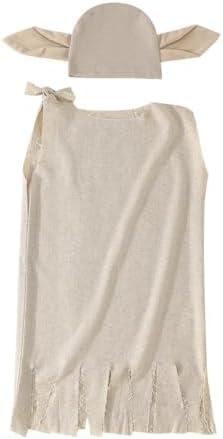 Infant Baby Boys Girls Halloween Outfits Sleeveless Tassel Robe and House Elf Hat With Ears Toddler Fall Clothes 6-12M