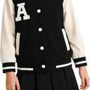 Girls 2 Piece Outfits Skirt Set Button Up Baseball Jacket With Pleated Skirt Set Preppy Fall Winter Clothes 3-12Years (Black)