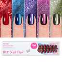 Cat Eye Press on Nails Short 5 Styles, Jofay Fashion 160Pcs Salon-Like Fake Nails with Glitter Chasing Light Cat Eye Designs, Valentines Artificial Acrylic Nails Glue on Nails Stick on Nails for Women