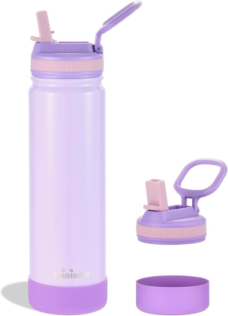 Insulated Stainless Steel Water Bottle with Straw, Ceramic-Lined, BPA-Free & Leak-Proof, 24 oz, Sparkling Lavender