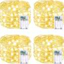 4 Pack 60 LED Fairy Lights Battery Operated with Timer, 20FT Waterproof Twinkle Lights Indoor Outdoor, Cuttable String Lights for Bedroom, Wedding, DIY, Centerpiece, Christmas Decorations (Warm White) (4PK60LED)