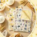 Hahafelt 2 Pack Beeswax Bread Bags for Homemade Sourdough Bread 17" x 13" Wide Zipper Access Organic Beeswax Linen Cotton Food Storage Bag with Sealing Zip to Keep Fresh(Bee)
