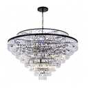 Wellmet Large Crystal Chandelier, 48 Black Farmhouse Chandelier, 9 Tier Luxury Crystal Pendant Light, for Living Room, Entryway, Dining Room, Hallway, Restaurant