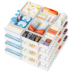 DIMJ Drawer Organizer Clothes- 30 Pack Baby Dresser Organizer for Nursery, Small Fabric Closet Drawer Organizer Bins for Underwears Socks, Foldable Storage Dividers Organization for Bedroom
