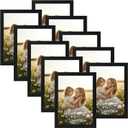 CRUGLA 5x7 Picture Frame Set of 10, Photo Frames Display 5 by 7 Picture, Clear Protective Front, for Wall or Tabletop Display, Black
