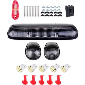 Cciyu Clear Cover Cab Roof Top Marker Running Top Clearance Lights Assembly + Wire Pack T10-8-3020-SMD White For Chevy Silverado 1500 2002 2004-2005 For Chevy Silverado 1500 2002