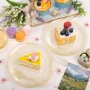 Festiva 200Pcs Gold Glitter Dessert Plates 6.3" with Forks 5"-Small Plastic Dessert/Cake/Appetizer Plates Disposable for 100 Guests Easter Party &Wedding& Birthday&Mother's Day