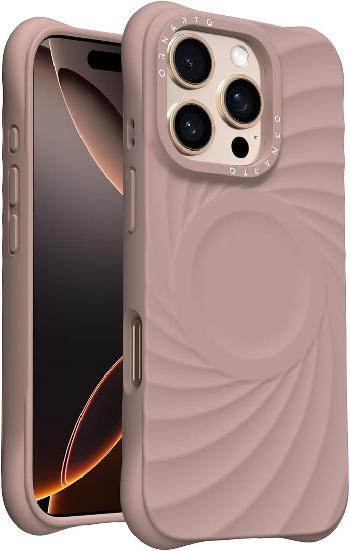 ORNARTO Vortuxe for iPhone 16 Pro Case 6.3" | 2X MIL-STD Drop Protection | Compatible with MagSafe | Sleek Aesthetic Liquid Silicone Phone Cover - Latte