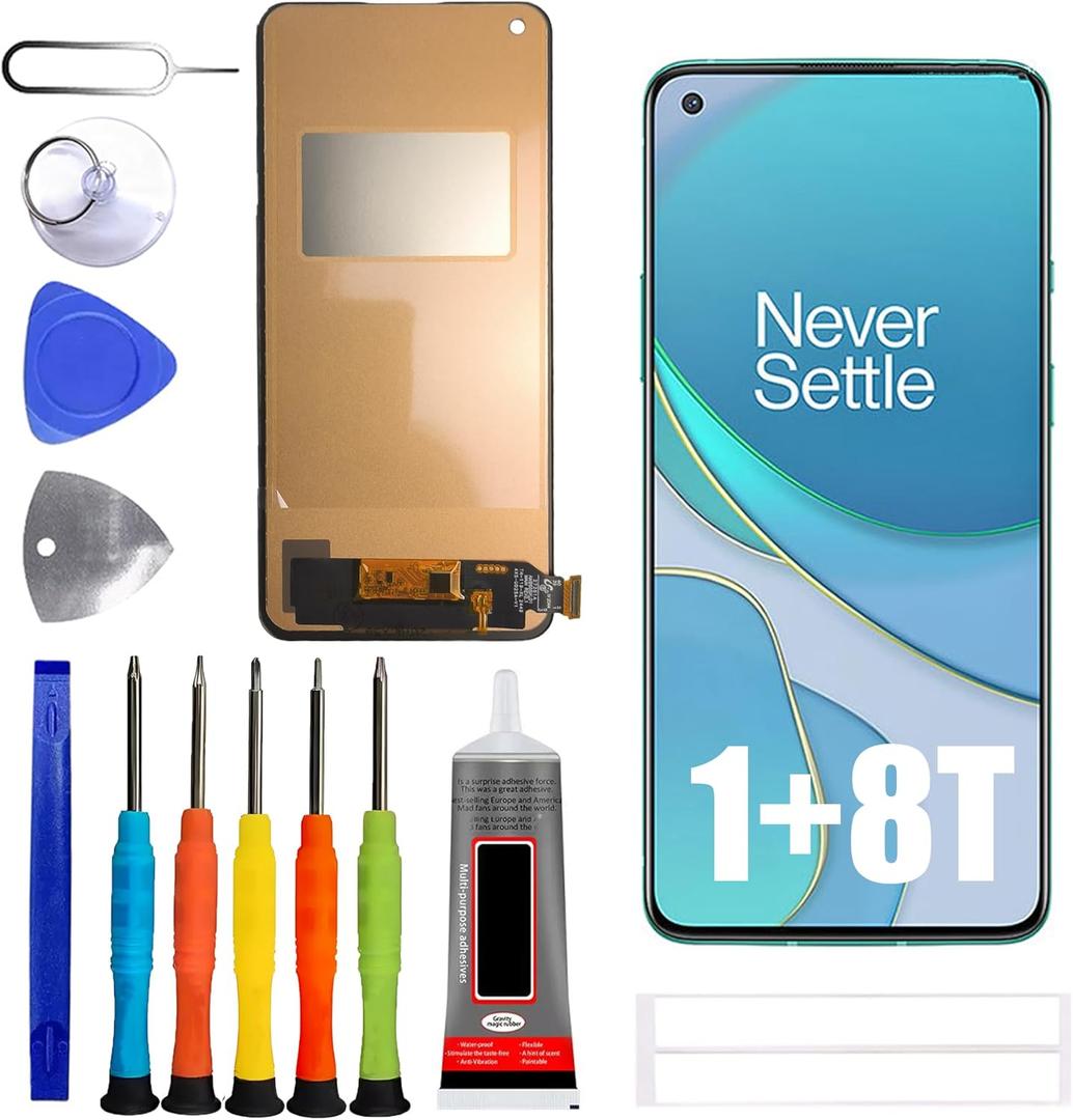 TFT Display [No Fingerprint Function] Compatible with Oneplus 1+8T [6.55 inch] KB2001, KB2000, KB2003, KB2005 Screen Touch Digitizer Assembly LCD Display with Repair kit
