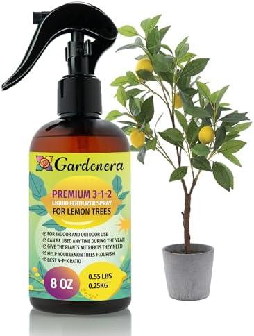 Gardenera Proffesional Lemon Tree Spray Fertilizer Mist for Home Gardening | 3-1-2 Gentle Blend Mist for Healthy Leaves & Growth | Essential Nutrients for Lemon Trees - 8oz