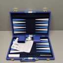 Get The Games Out Top Backgammon Set - Classic Board Game Case 15" Medium Size - Best Strategy & Tip Guide - (Blue, Medium)